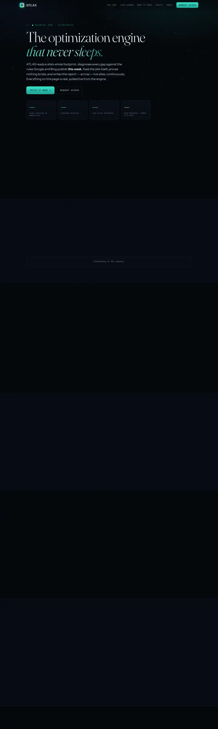 Home page of the ATLAS website shown as one full page from top to bottom