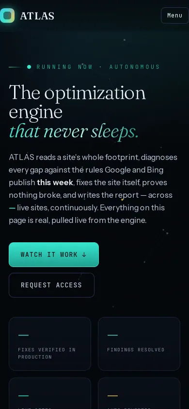 Home page of the ATLAS website on a phone