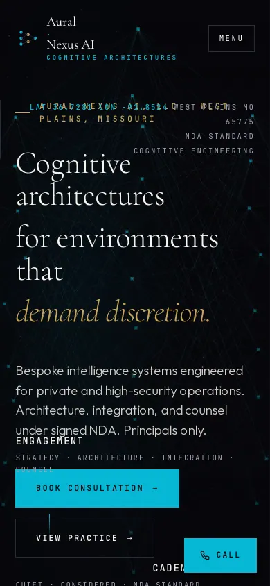 Home page of the Aural-Nexus AI, LLC website on a phone