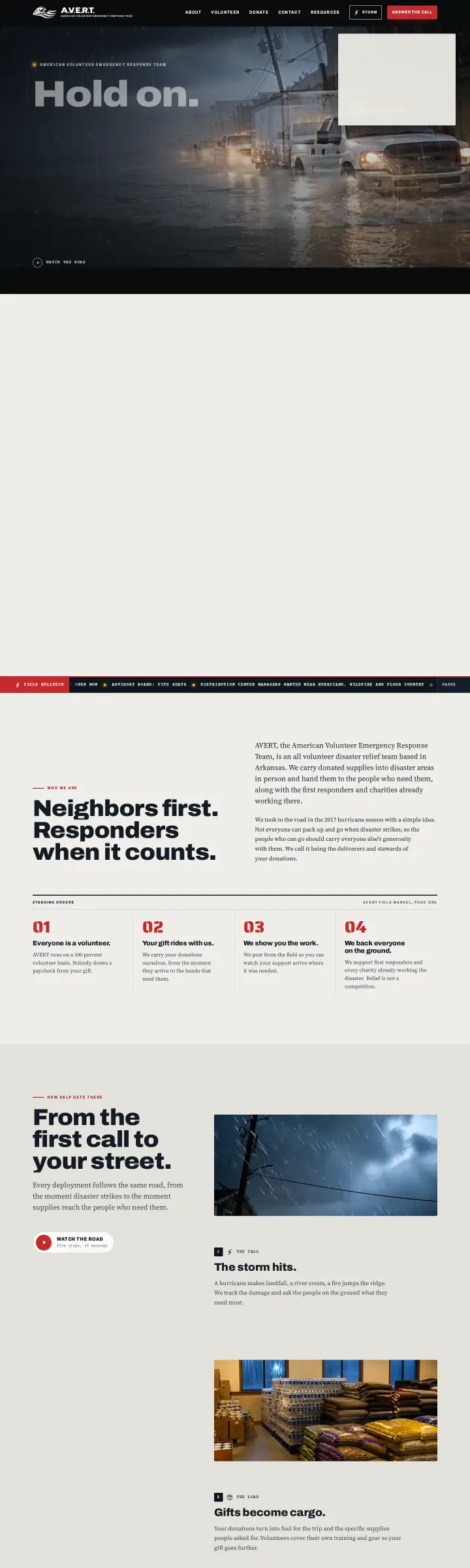 Home page of the AVERT website shown as one full page from top to bottom