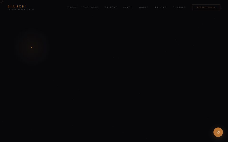 Home page of the Bianchi Custom Spurs & Bits website on a desktop screen