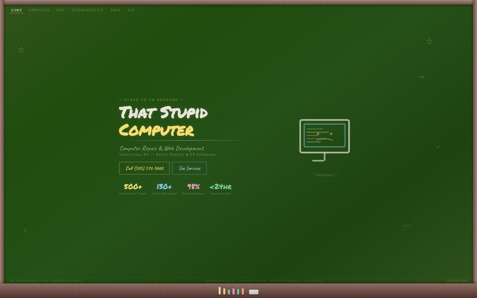 Home page of the Chalkboard study website on a desktop screen