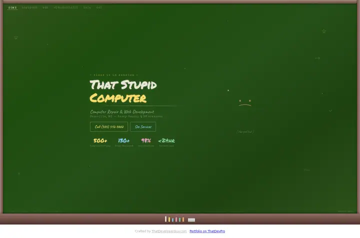 Home page of the Chalkboard study website shown as one full page from top to bottom