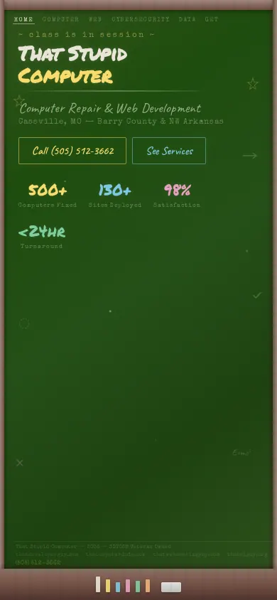 Home page of the Chalkboard study website on a phone