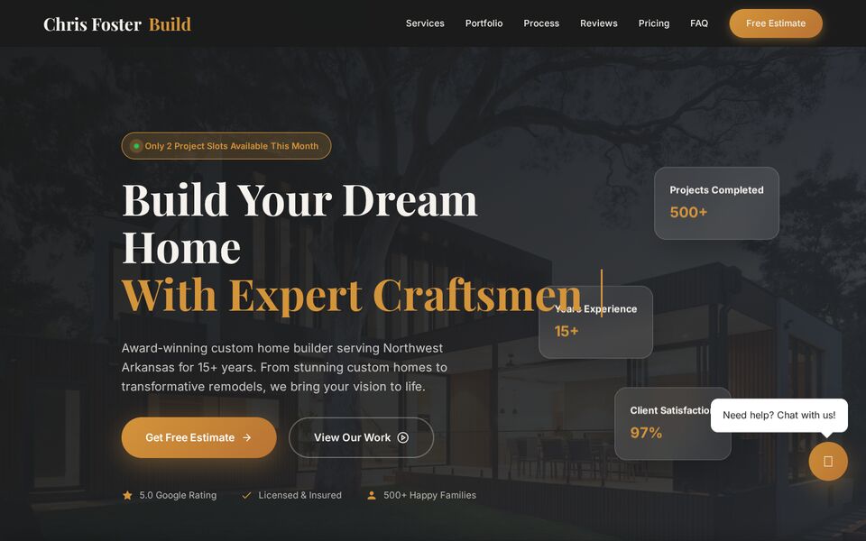 Home page of the Chris Foster Build website on a desktop screen