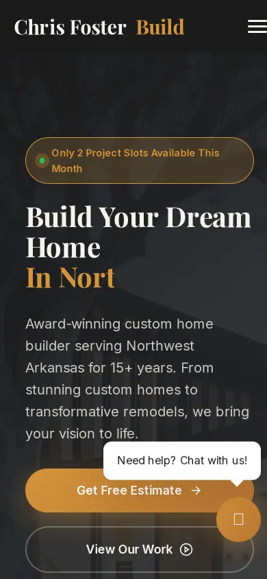 Home page of the Chris Foster Build website on a phone