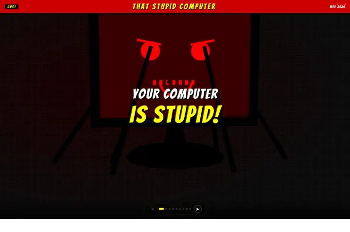 Home page of the Comic book study website shown as one full page from top to bottom