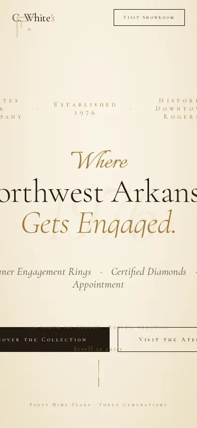 Home page of the C. White's Jewelry website on a phone