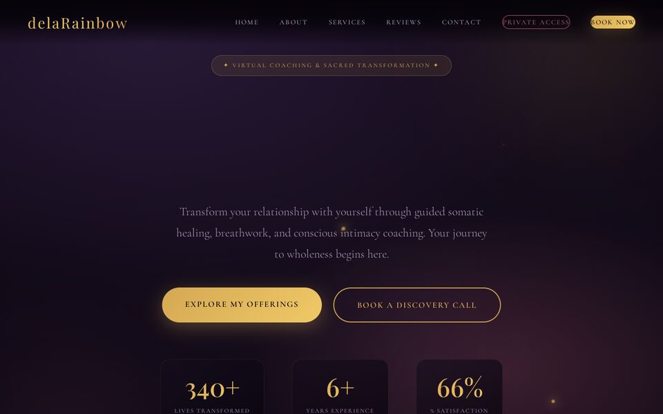 Home page of the delaRainbow website on a desktop screen