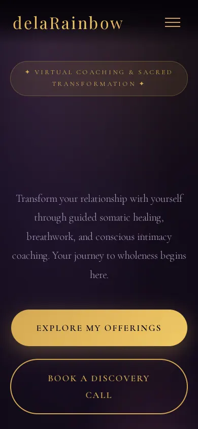 Home page of the delaRainbow website on a phone