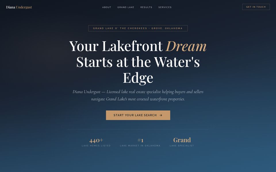Home page of the Diana Undergust website on a desktop screen