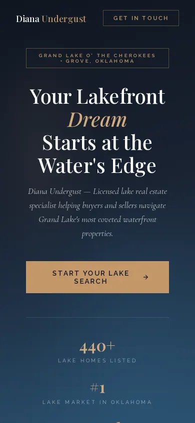 Home page of the Diana Undergust website on a phone