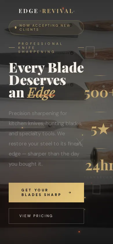 Home page of the Edge Revival website on a phone