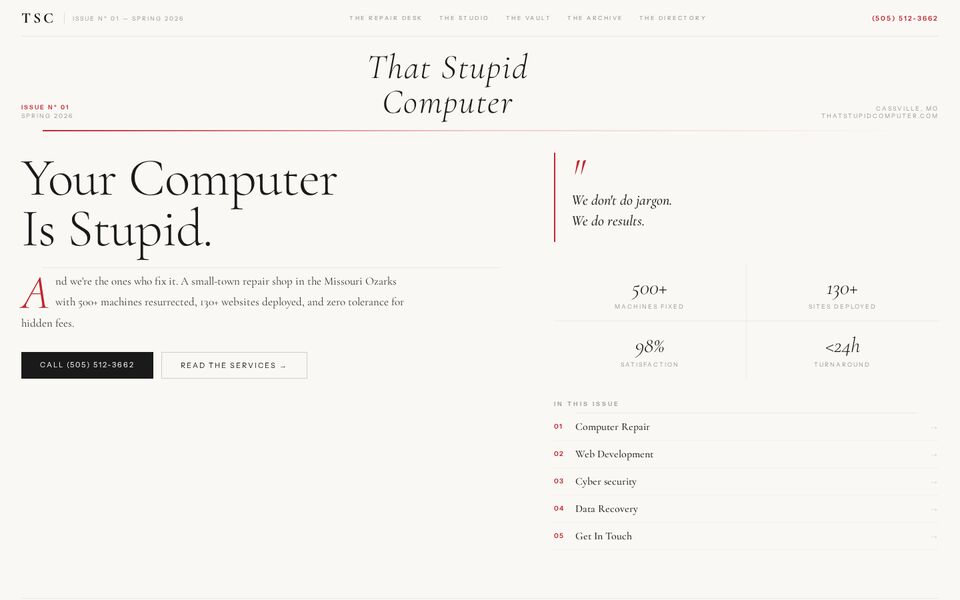 Home page of the Editorial study website on a desktop screen