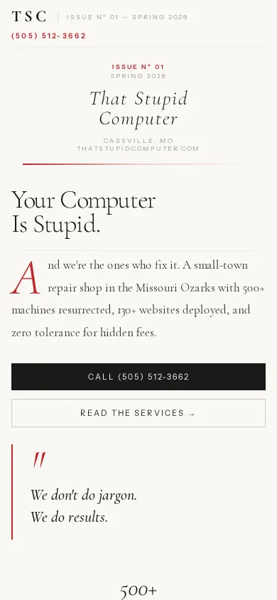 Home page of the Editorial study website on a phone