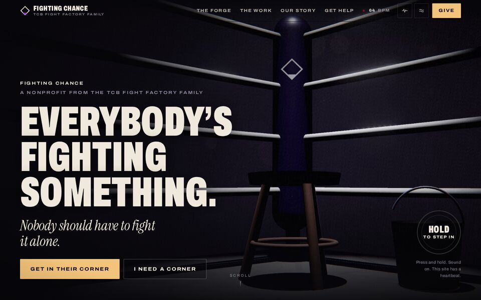 Home page of the Fighting Chance website on a desktop screen