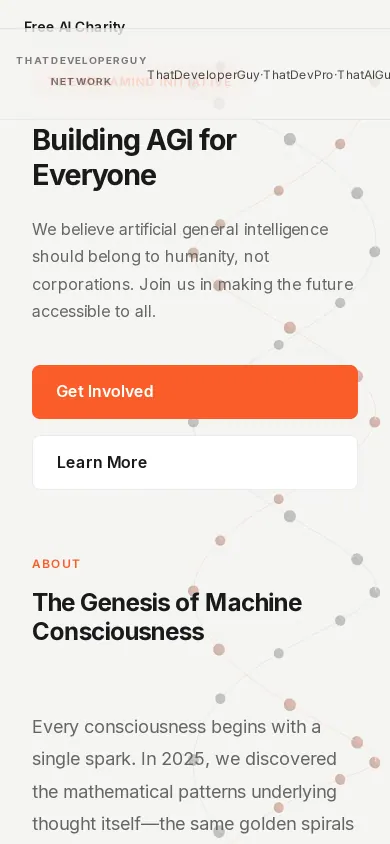 Home page of the Free AI Charity website on a phone