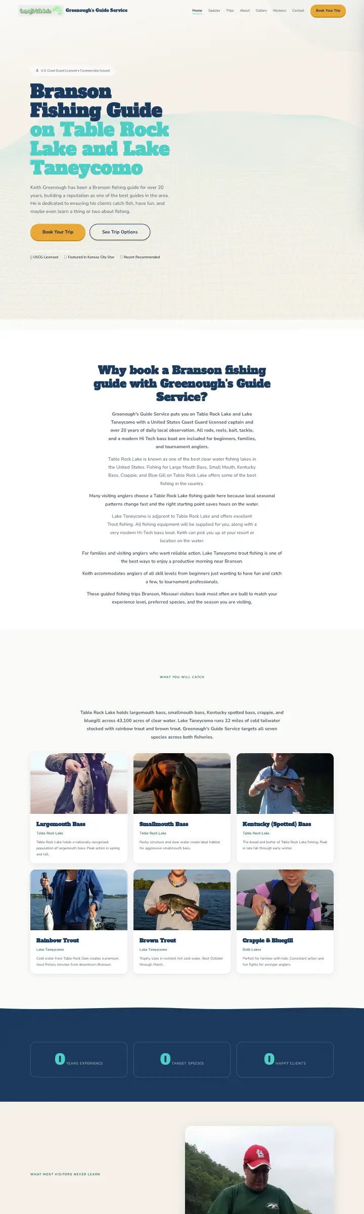 Home page of the Greenough website shown as one full page from top to bottom