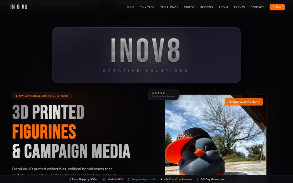 Home page of the INOV8 Creative Solutions website on a desktop screen