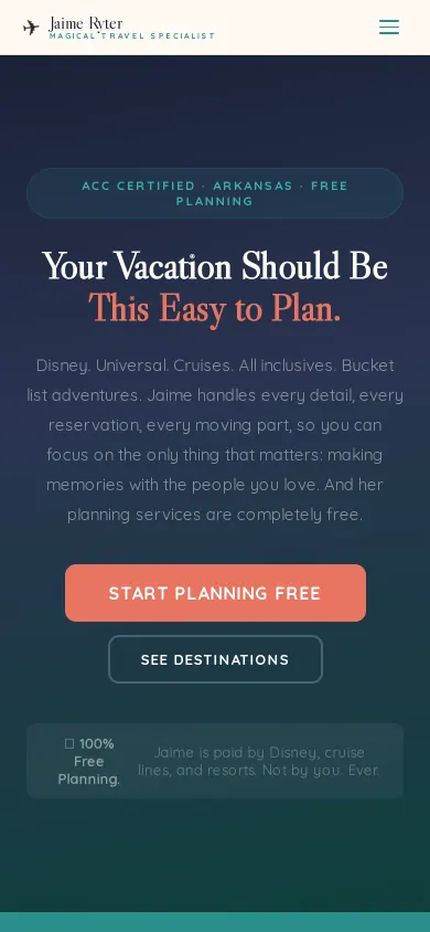 Home page of the Jaime Ryter website on a phone
