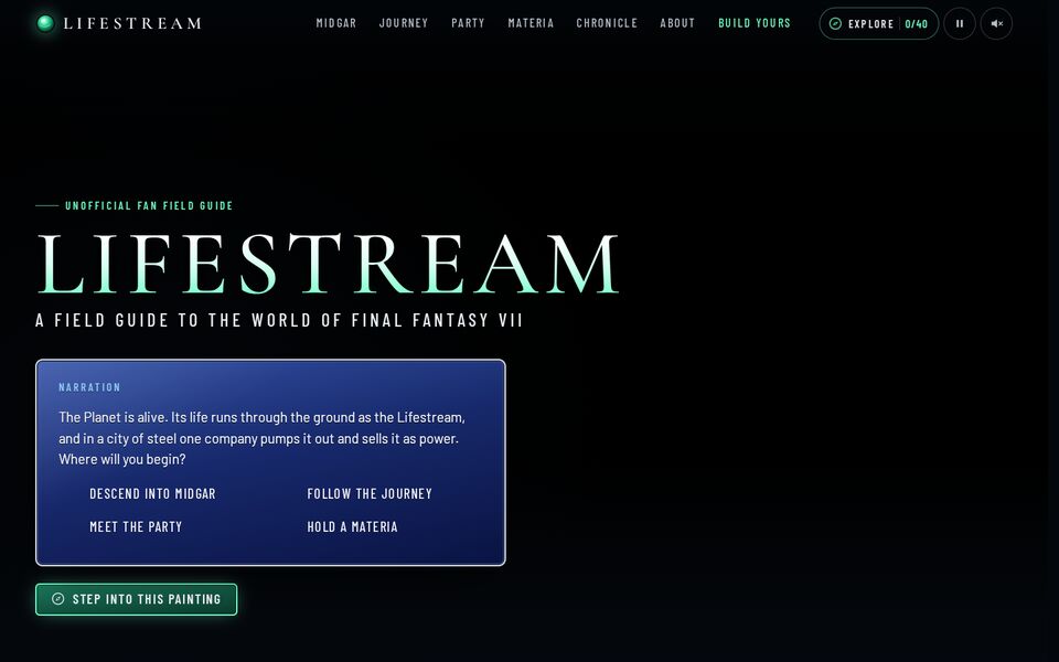 Home page of the Lifestream website on a desktop screen