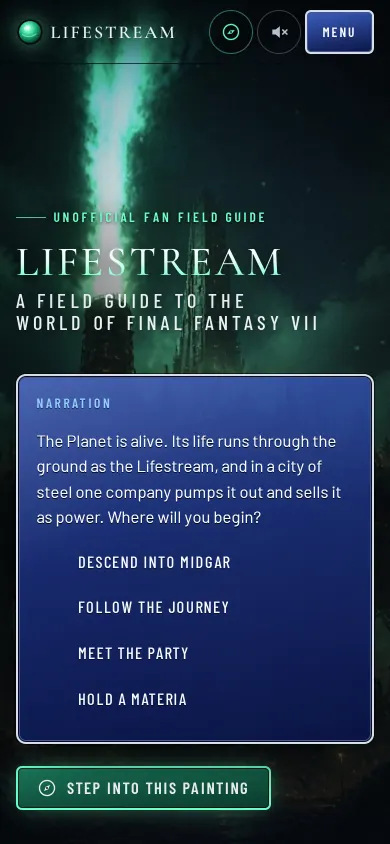 Home page of the Lifestream website on a phone