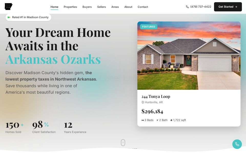 Home page of the Local Living Real Estate website on a desktop screen