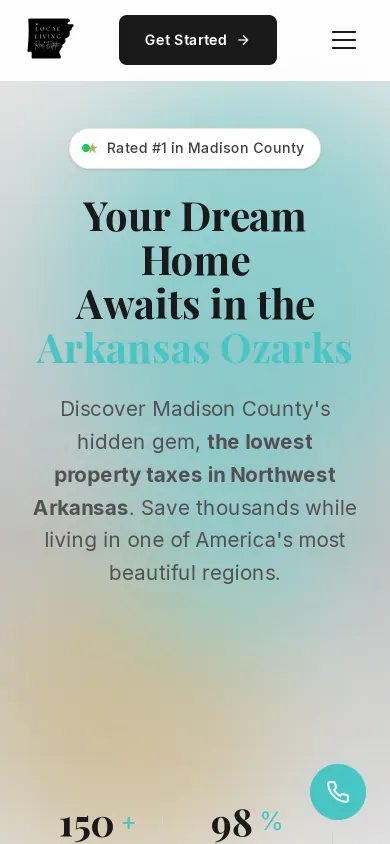 Home page of the Local Living Real Estate website on a phone