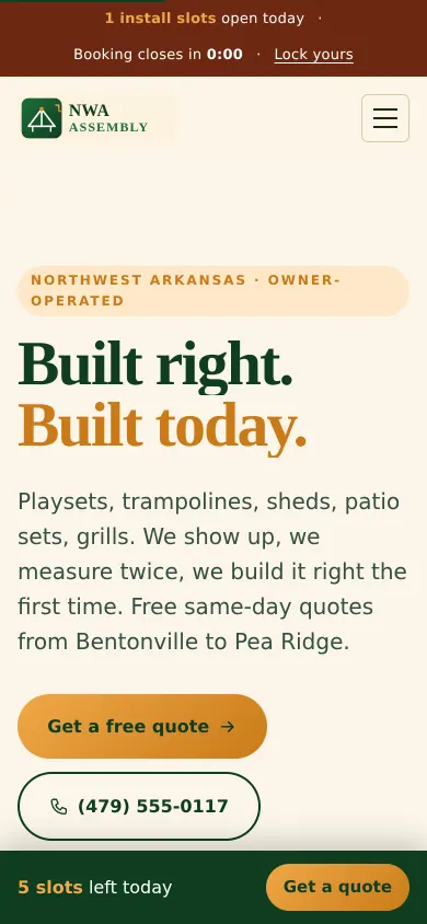 Home page of the NWA Assembly website on a phone