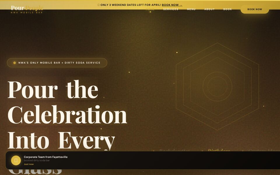 Home page of the NWA Pour People website on a desktop screen