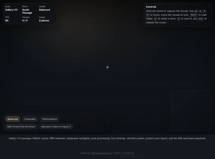 Home page of the Portfolio Game website shown as one full page from top to bottom