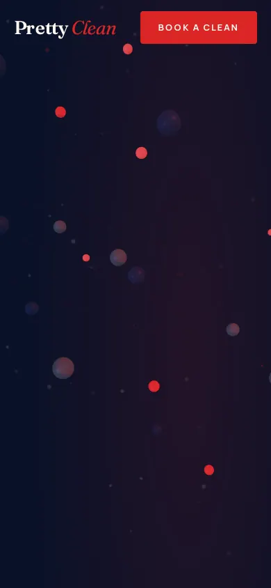 Home page of the Pretty Clean website on a phone
