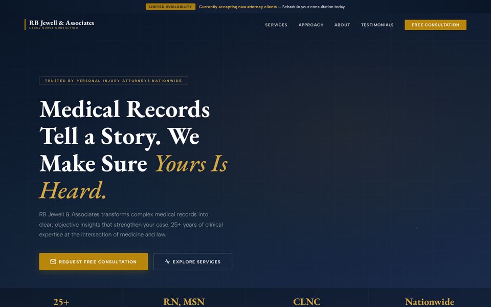 Home page of the RB Jewell & Associates website on a desktop screen