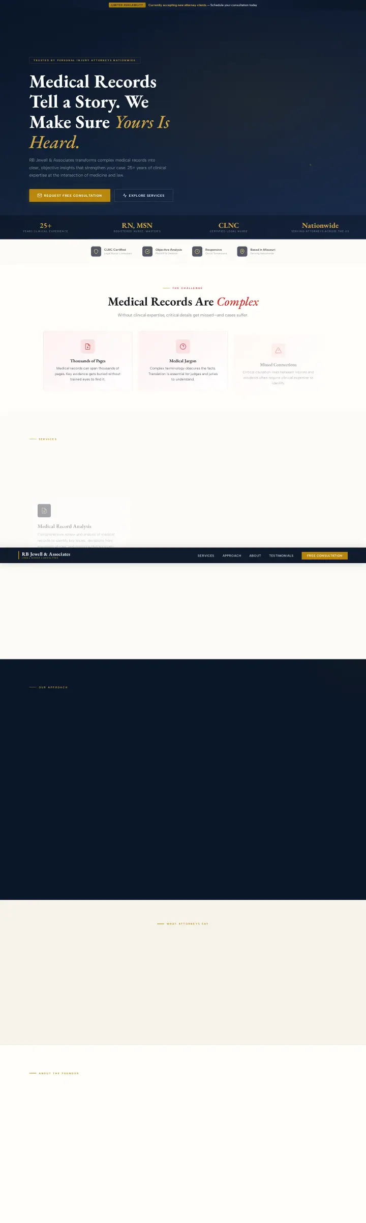 Home page of the RB Jewell & Associates website shown as one full page from top to bottom