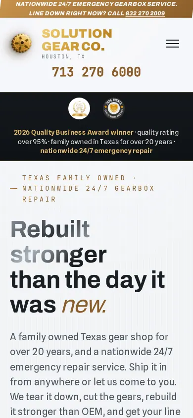 Home page of the Solution Gear Co. website on a phone