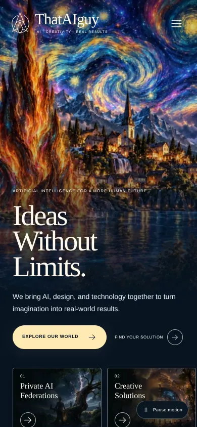 Home page of the Ideas Without Limits website on a phone