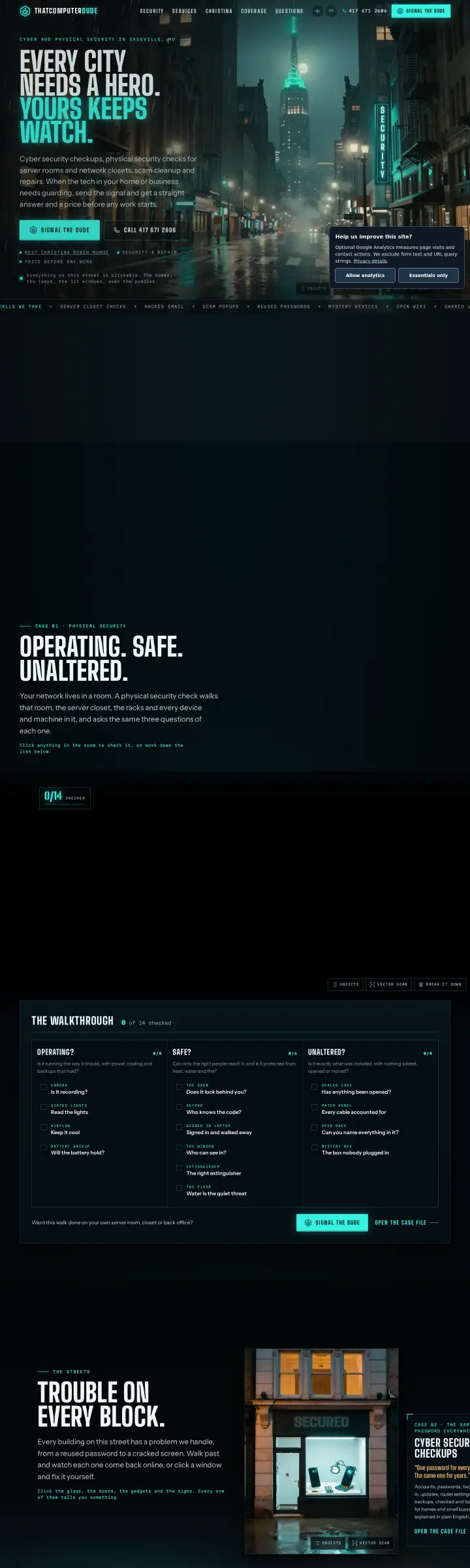 Home page of the ThatComputerDude website shown as one full page from top to bottom