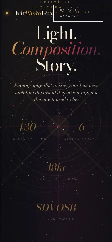 Home page of the ThatPhotoGuy website on a phone