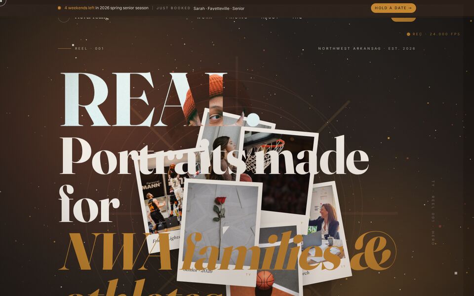 Home page of the Trevel Young Photography website on a desktop screen