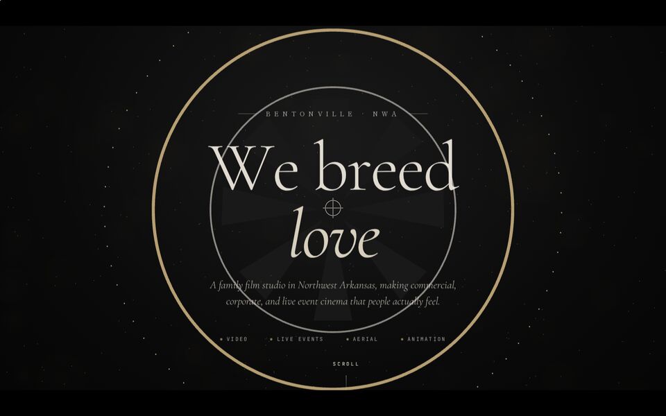 Home page of the WeBreedlove Productions website on a desktop screen