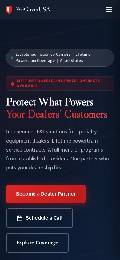 Home page of the WeCoverUSA website on a phone